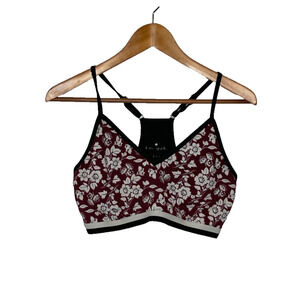 Women's Large Kate Spade Burgundy Floral V-Neck Racerback Sports Bra